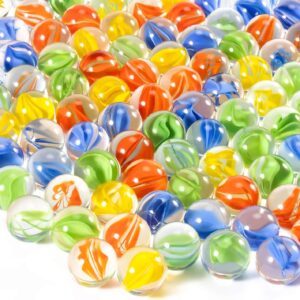 Sukh 98Pcs Glass Marbles Bulk - Thick Cat Eye Marbles, 14mm & 16mm Medium | Idea