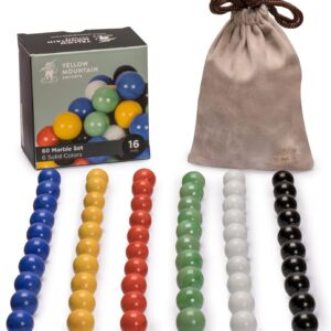 Yellow Mountain Imports 60 Pieces Chinese Checkers Marbles Set with Solid Colors