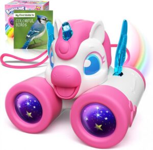 Unicorn Toys for Girls Age 3-12,Cute Heart & Wings Design Kids Binoculars with B