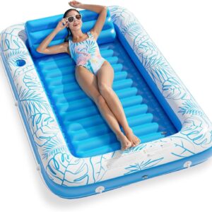 Inflatable Tanning Pool Lounger Float - Jasonwell 4 in 1 Sun Tan Tub Sunbathing