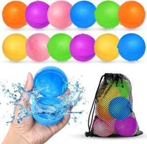 12Pcs Reusable Water Balloons, Pool Beach water Toys for Boys and Girls, Outdoor